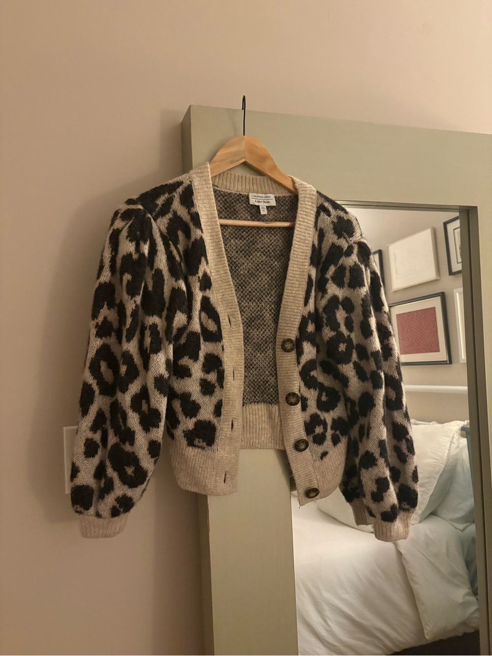 & Other Stories Beige and Black Leopard-Print Button Cardigan